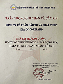 Nhà tài trợ kim cương Gala dinner Doanh nhân trẻ 2021